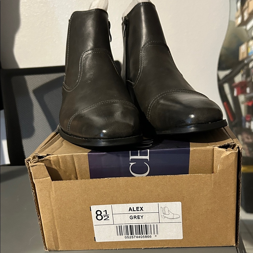 Grey Leather Men's Boots